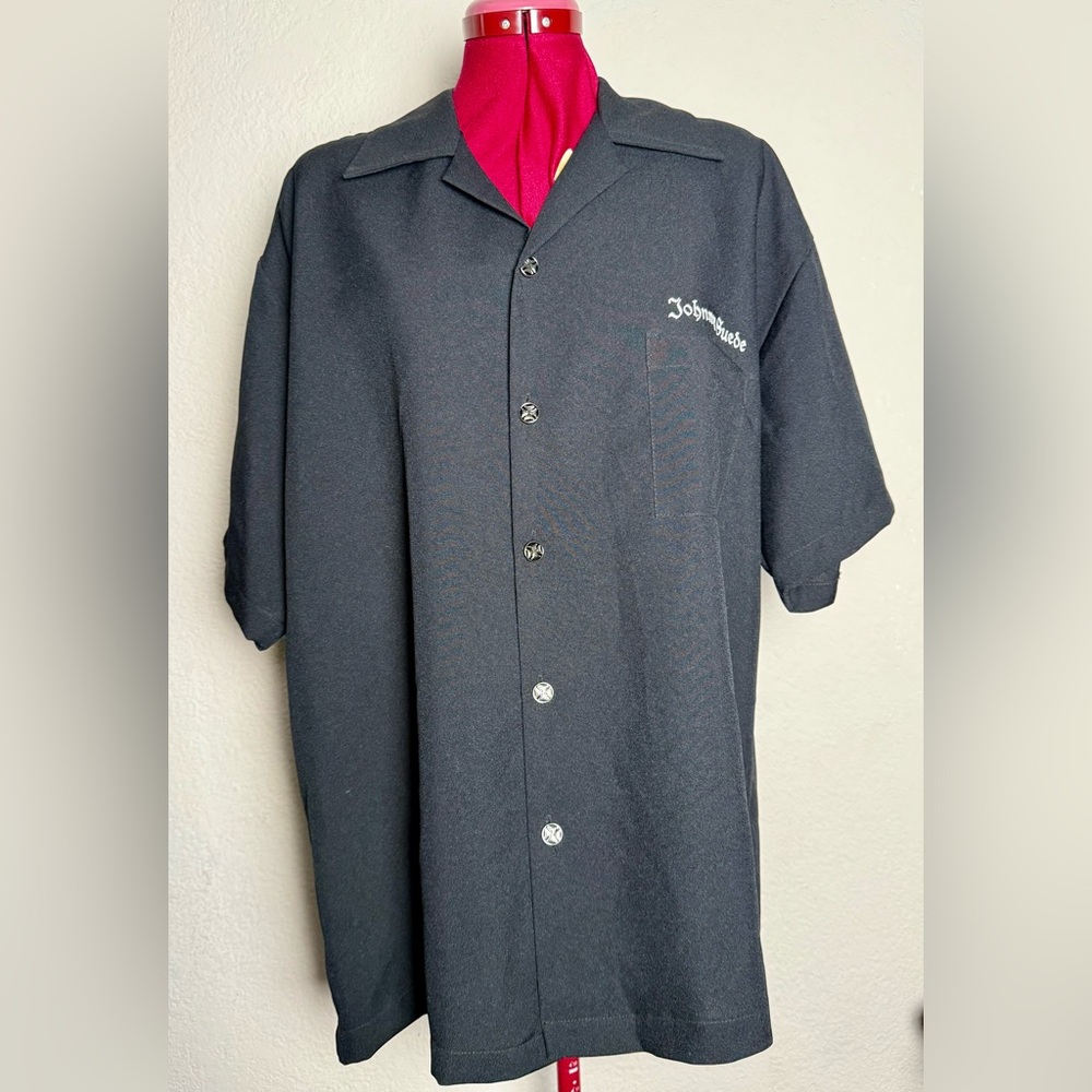 Men’s Johnny Suede Chopper Black Button Up Shirt Size XL